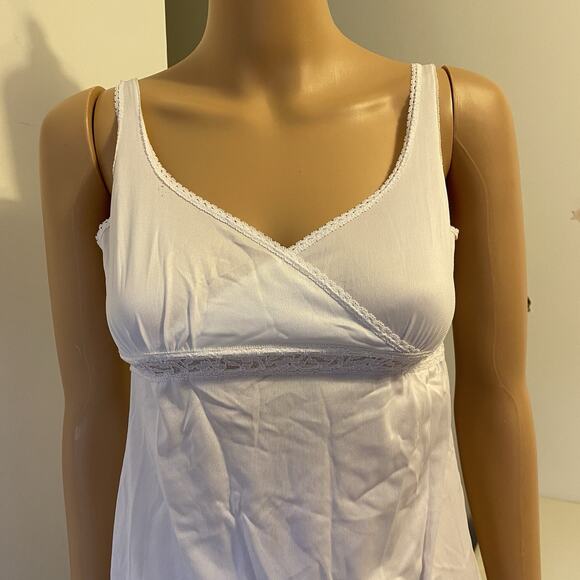Vintage 80s Her Majesty Girl White Nylon SlipDress Babydoll LaceTrim Sz 12 Fairy - Picture 5 of 9